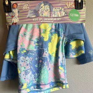 V-Skye Kids 3pc Swimwear Set - Pastel Tie-Dye Turtle (12/18m) with Hat